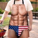 Custom Funny Patriotic Apron With Pocket - Personalized Birthday Gifts For Husband, Dad, Grandpa - Kiss The Cook