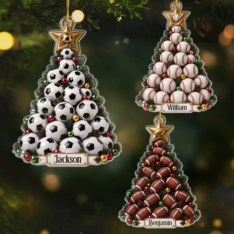 Custom Sport Acrylic Ornament - Personalized Christmas Birthday Gifts For Football Players, Coaches, Sports Fans - Hit Hard And Live Free