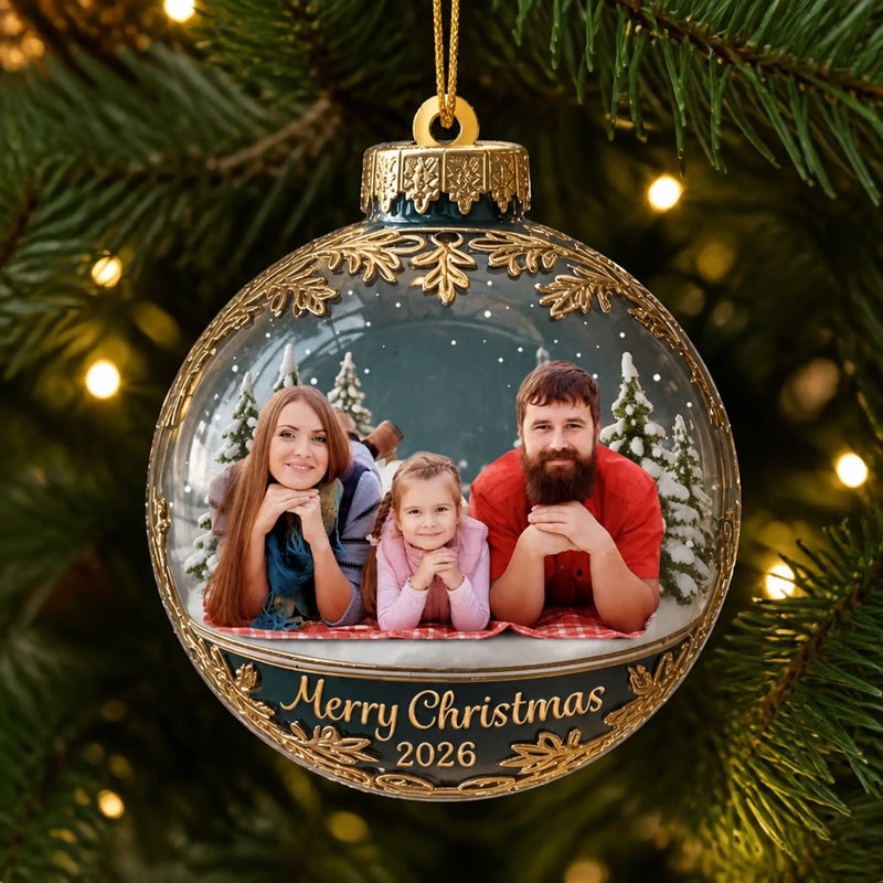 Custom Photo Acrylic Ornament - Personalized Christmas Birthday Gifts For Mom, Dad, Brother, Sister, Kids - Forever Our Favorite Season