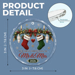 Custom First Christmas Circle Glass Ornament - Personalized Anniversary Christmas Wedding Gifts For Couple - Love Hanging On Tree