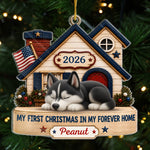 Custom First Christmas Acrylic Ornament - Personalized Christmas Birthday Gifts For Dog Lovers, Dad, Mom - Loved In Forever Home