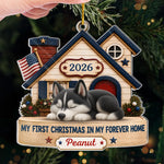 Custom First Christmas Acrylic Ornament - Personalized Christmas Birthday Gifts For Dog Lovers, Dad, Mom - Loved In Forever Home