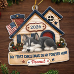 Custom First Christmas Acrylic Ornament - Personalized Christmas Birthday Gifts For Dog Lovers, Dad, Mom - Loved In Forever Home