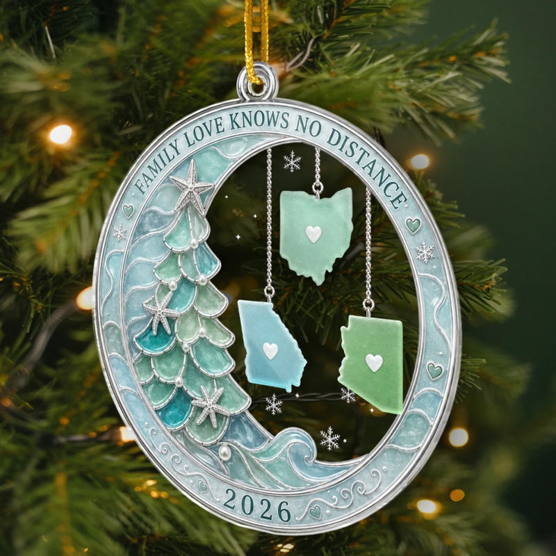 Custom Long Distance Acrylic Ornament - Personalized Christmas Birthday Gifts For Family - Connected Through Love