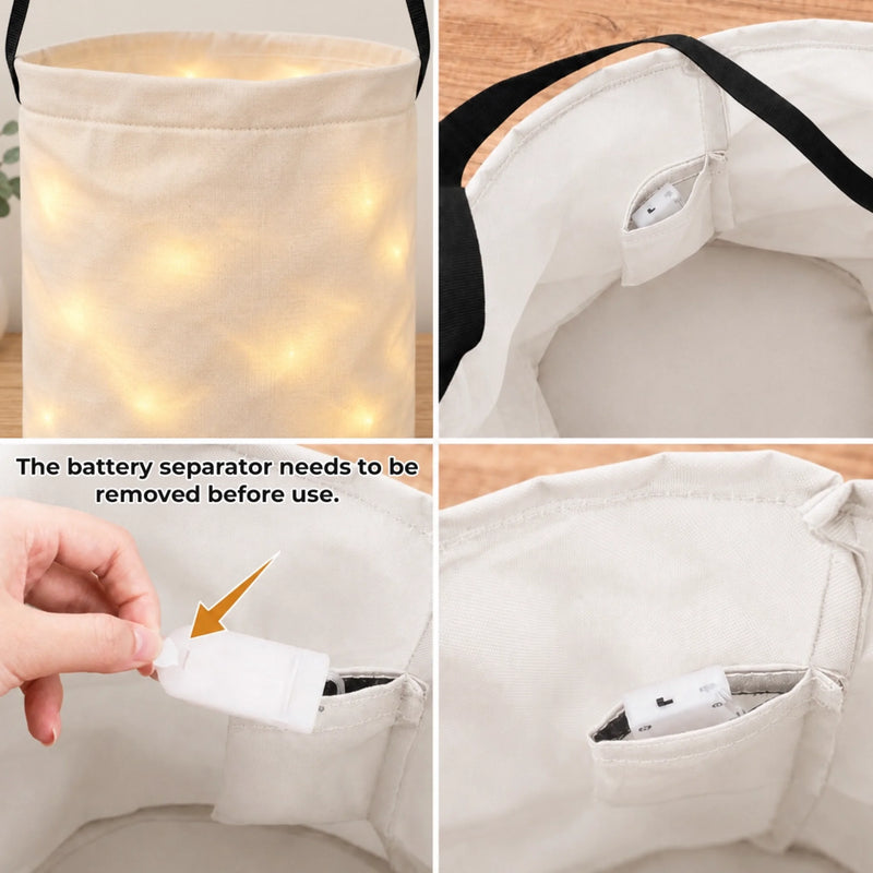 Custom LED Light Bucket Bag - Personalized Halloween Birthday Gifts For Kids - Tiny Boo Magic