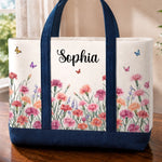 Custom Canvas Tote Bag - Personalized Teacher Appreciation, Back To School Gifts For Teacher, Mom, Grandma - Botanical Charm