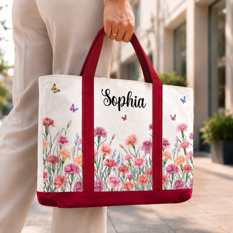 Custom Canvas Tote Bag - Personalized Teacher Appreciation, Back To School Gifts For Teacher, Mom, Grandma - Botanical Charm