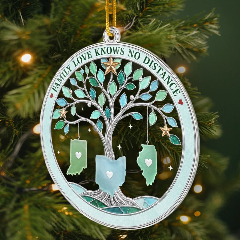 Custom Long Distance Acrylic Ornament - Personalized Christmas Birthday Gifts For Family - Love Keeps Us Connected