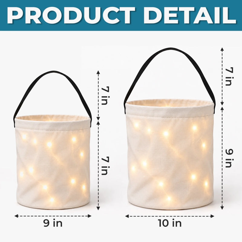 Custom LED Light Bucket Bag - Personalized Halloween  Birthday Gifts For Kids - Spooky Night Trick Or Treat