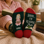Custom Crew Socks - Personalized Bookish Gifts For Book Lovers, Readers - Busy Reading
