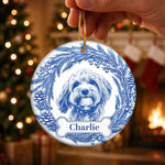 Custom Photo Ceramic Ornament - Personalized Pet Christmas Memorial Sympathy Gifts For Dog Lovers, Pet Parents - Forever Loved Always Remembered