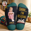 Custom Photo Crew Socks - Personalized Bookish Gifts For Book Lovers, Bookworms, Readers - Lost In My Book