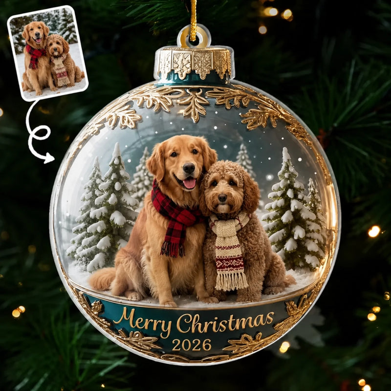 Custom Photo Acrylic Ornament - Personalized Christmas Birthday Gifts For Dog Cat Lovers, Dog Dad And Mom, Cat Owners - Happiness Found Right Here