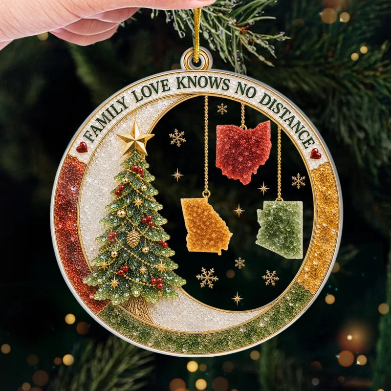 Custom Long Distance Acrylic Ornament - Personalized Christmas Birthday Gifts For Mom, Dad, Brother, Sister - Connected By Love Every Day