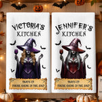 Custom Witchy Kitchen Towel - Personalized Halloween Birthday Gifts For Witch, Wife, Mom - Witchy Magic, Sweet Home