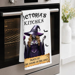 Custom Witchy Kitchen Towel - Personalized Halloween Birthday Gifts For Witch, Wife, Mom - Witchy Magic, Sweet Home