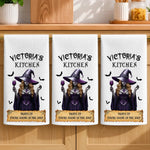 Custom Witchy Kitchen Towel - Personalized Halloween Birthday Gifts For Witch, Wife, Mom - Witchy Magic, Sweet Home