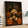 Custom Photo Witchy Vertical Poster - Personalized Halloween Birthday Gifts For Witch, Dog Cat Lovers, Dog Dad And Mom, Cat Owners - Pumpkin Glow, Sweet Paws