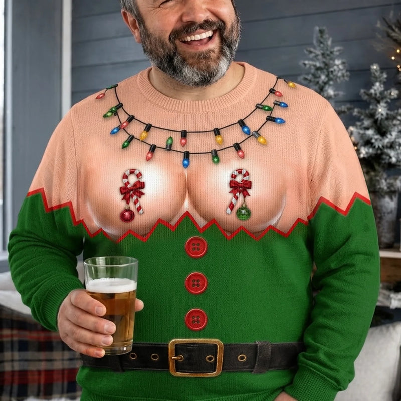 Custom Funny Ugly Sweatshirt - Personalized Christmas Birthday Gifts For Husband, Son, Grandson, Brother, Grandpa, Dad, Yourself - Check Out My Holiday Cheer