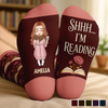 Custom Shh I'm Reading Crew Socks - Personalized Bookish Gifts For Book Lovers, Bookworms, Readers - Lost In A Great Story