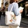 Custom Photo Corduroy Tote Bag - Personalized Birthday Gifts For Dog Cat Lovers, Dog Dad And Mom, Cat Owners -  Fluffy Friend On Board