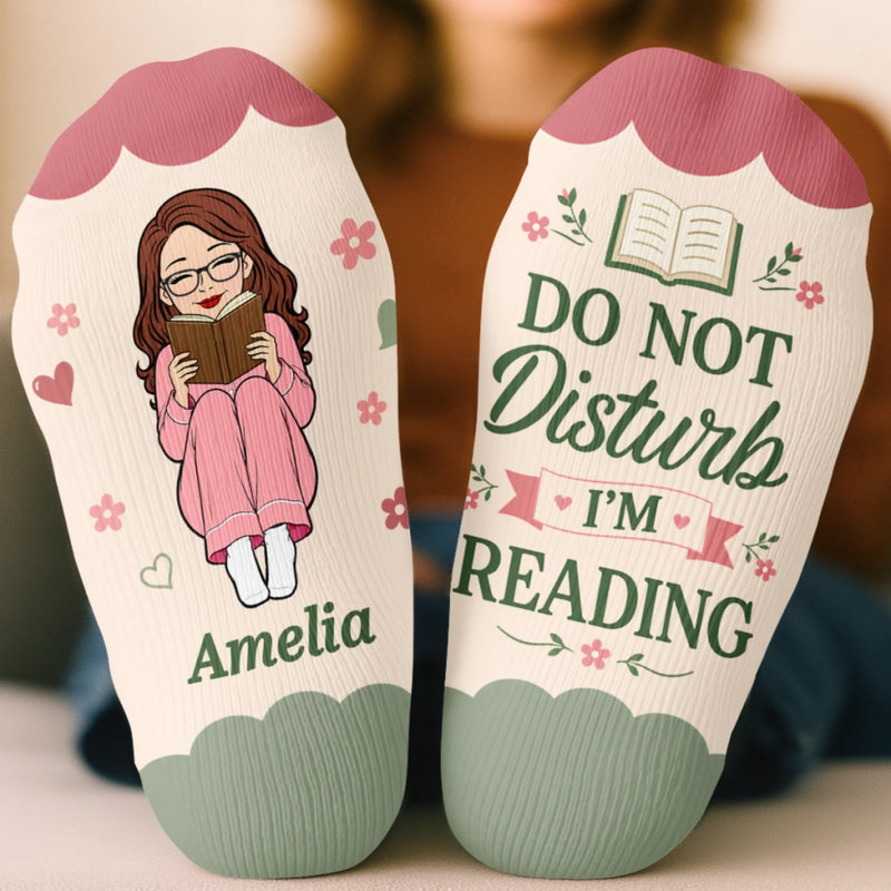 Custom Shh I'm Reading Crew Socks - Personalized Bookish Gifts For Book Lovers, Bookworms, Readers - Living Between The Lines