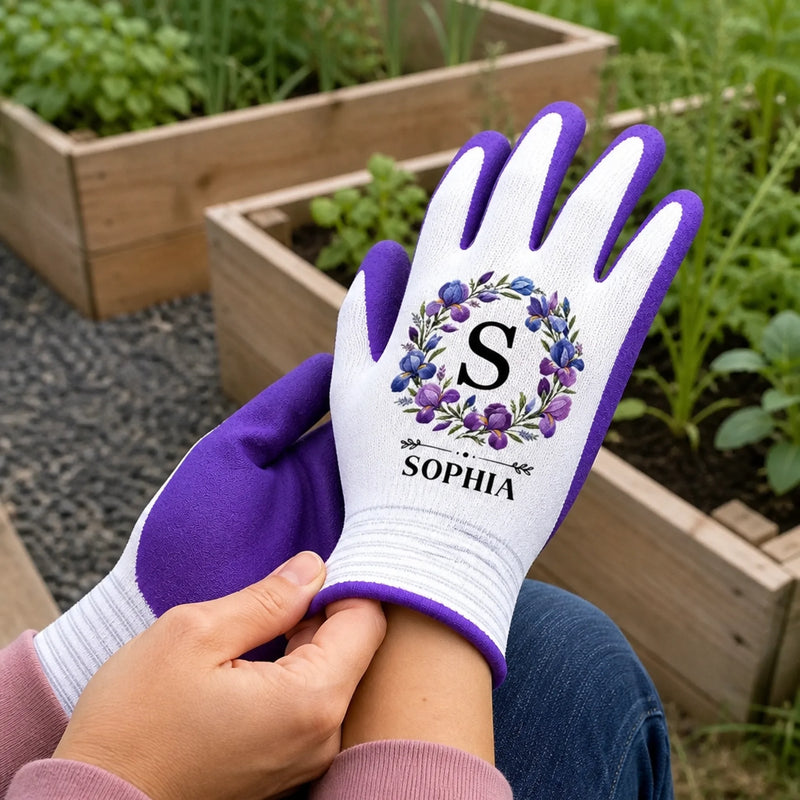 Custom Coated Grip Gardening Gloves - Personalized Birthday Garden Gifts For Gardeners - Growing Sweet Daily Memories