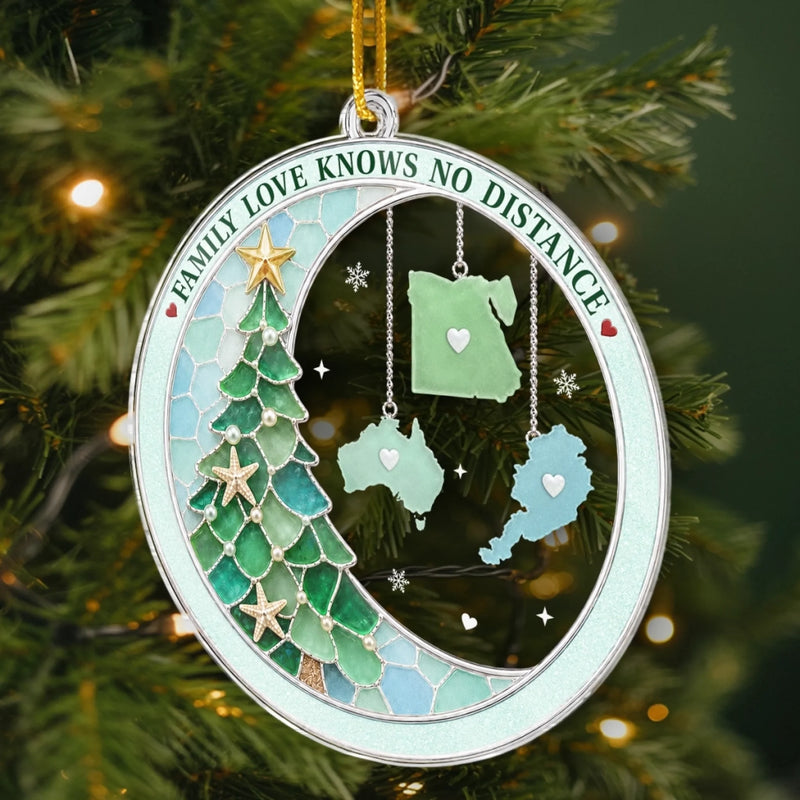 Custom Long Distance Acrylic Ornament - Personalized Christmas Birthday Gifts For Mom, Dad, Brother, Sister - Always Connected Deep In Hearts