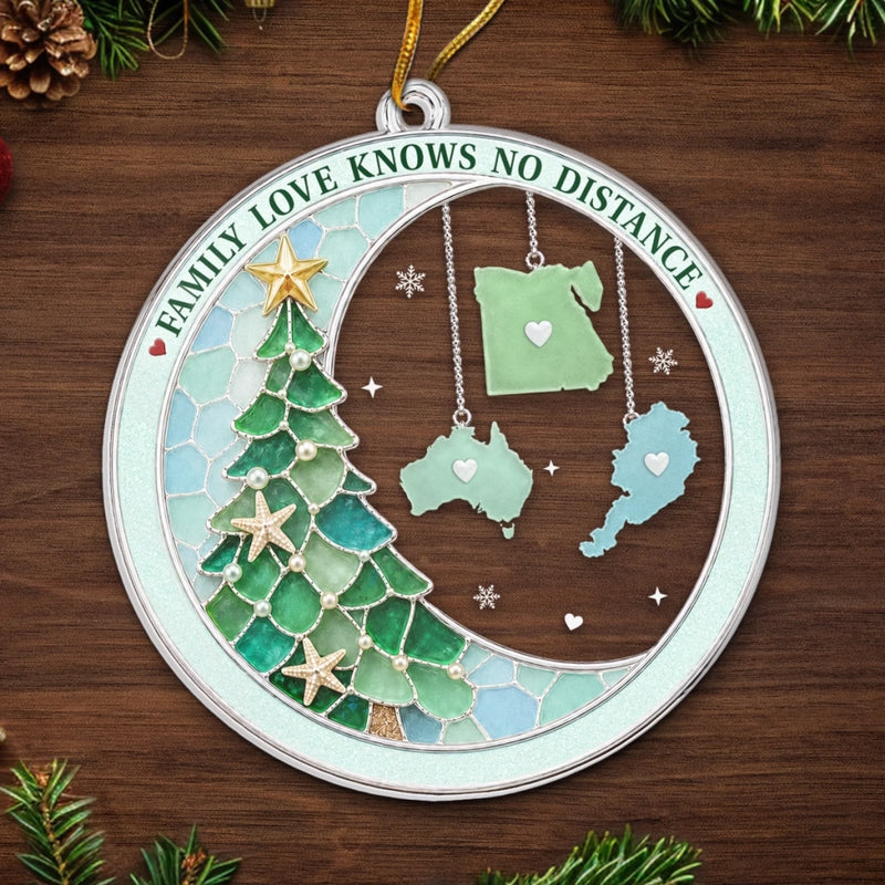 Custom Long Distance Acrylic Ornament - Personalized Christmas Birthday Gifts For Mom, Dad, Brother, Sister - Always Connected Deep In Hearts