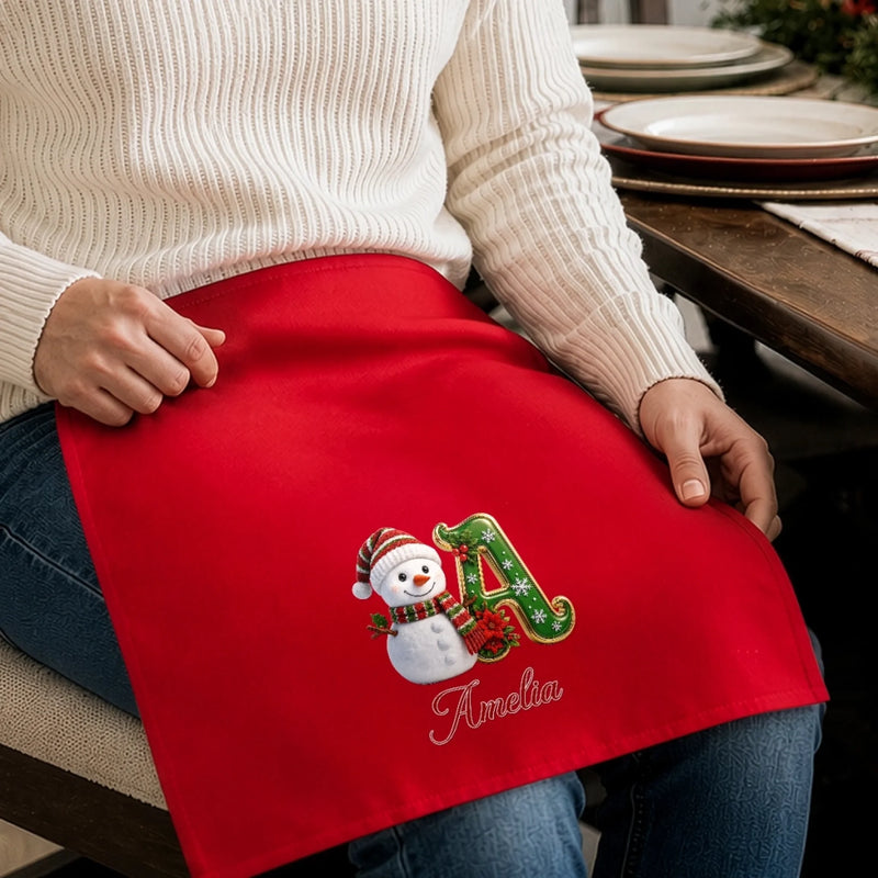 Custom Snowman Cotton Napkin - Personalized Christmas Birthday Gifts For Mom, Dad, Brother, Sister - Merry Moments Together