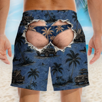 Custom Funny Men Swim Trunks - Personalized Summer Vacation And Travel Gifts For Husband, Son, Grandson, Brother, Grandpa, Dad, Yourself - Catch Waves And Enjoy Sun