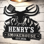 Custom BBQ Shaped Metal Sign - Personalized Grilling Gifts For BBQ Lovers, Husband, Son, Grandson, Brother, Grandpa, Dad, Yourself - Fire Up The Charcoal Grill