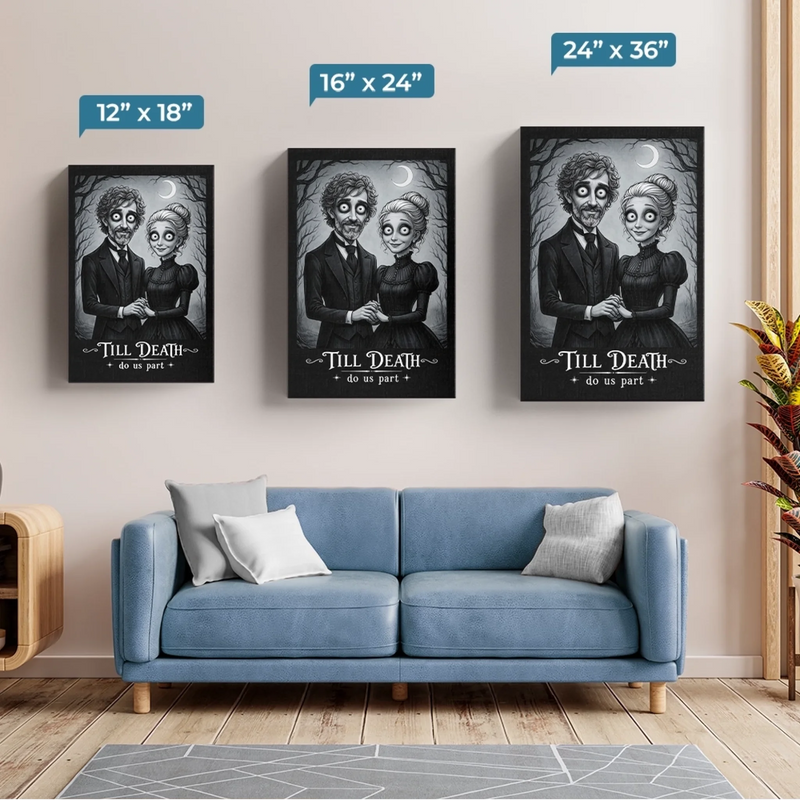 Custom Photo Vertical Canvas - Personalized Halloween Anniversary Wedding Gifts For Husband And Wife, Him And Her - Forever Bound In Darkness