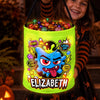 Custom Monster LED Light Bucket Bag - Personalized Halloween Birthday Gifts For Kids - Monster Candy Hunter