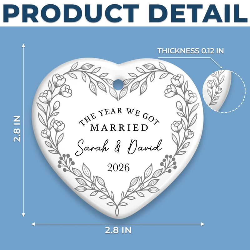 Custom Mr & Mrs Ceramic Ornament - Personalized First Holiday Married Keepsake, First Christmas Married Gift For Husband And Wife - Love You Forever
