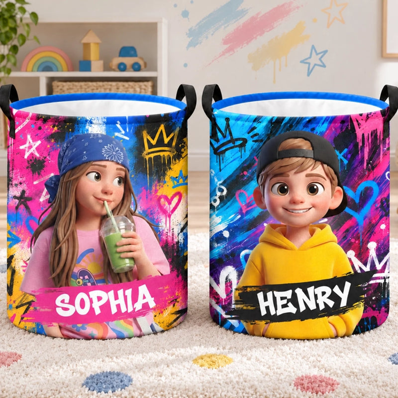Custom Photo Laundry Basket - Personalized Birthday Gifts For Kids - Born To Stand Out Always
