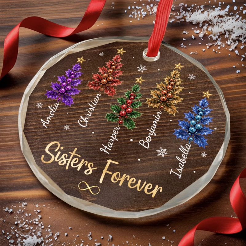 Custom Circle Glass Ornament - Personalized Best Friend Christmas Birthday Gifts For Women, Besties, Sisters, BFF - Together Makes Christmas Sweeter