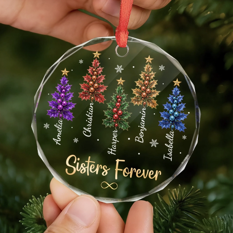 Custom Circle Glass Ornament - Personalized Best Friend Christmas Birthday Gifts For Women, Besties, Sisters, BFF - Together Makes Christmas Sweeter