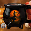 Custom Photo Witchy 12oz Ceramic Cauldron Coffee Mug - Personalized Halloween Gifts For Witch, Wife, Daughter, Besties, Sisters, Granddaughter, Grandma, Mom, Yourself - Fueled By Moonlight