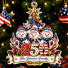 Custom Snowman Premium 3D Ornament - Personalized America 250th Anniversary Christmas Gifts For Mom, Dad, Brother, Sister - United In Holiday Cheer