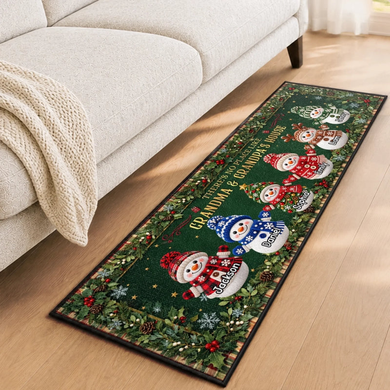 Custom Snowman Runner Rug - Personalized Christmas Birthday Gifts For Grandma, Grandpa - Making Memories Together