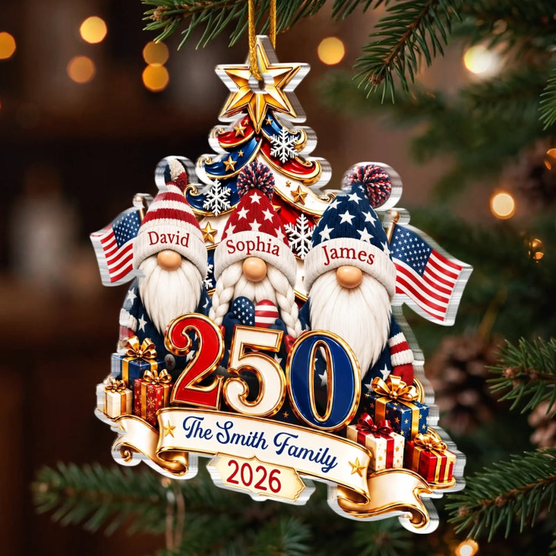 Custom Acrylic Ornament - Personalized America 250th Anniversary Christmas Gifts For Mom, Dad, Brother, Sister - Cherishing Every Family Moment