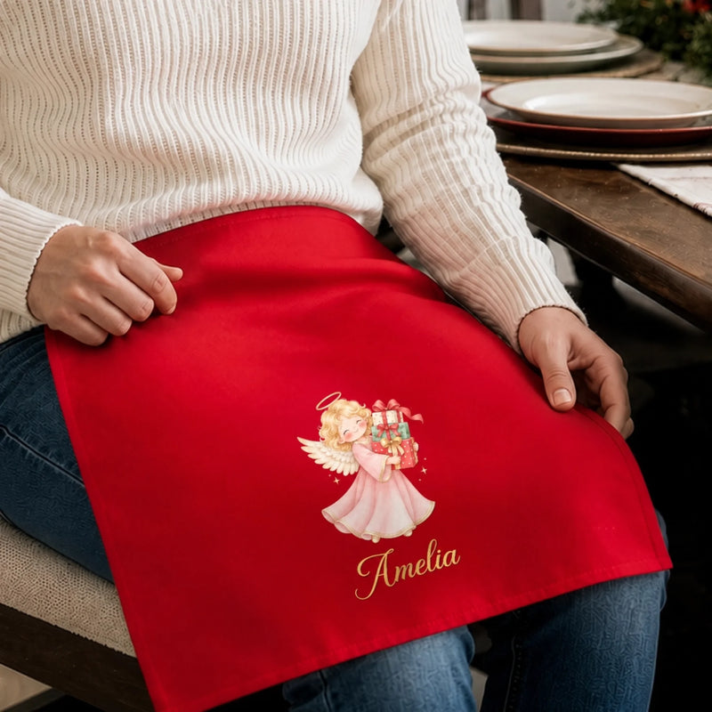 Custom Christmas Angel Cotton Napkin - Personalized Christmas Birthday Gifts For Mom, Dad, Brother, Sister - Peace, Love & Blessings