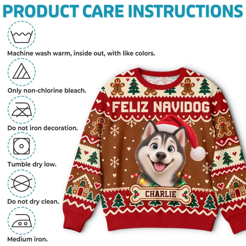Custom Photo Ugly Sweatshirt - Personalized Christmas Birthday Gifts For Dog Cat Lovers, Dog Dad And Mom, Cat Owners - Pawsitively Merry