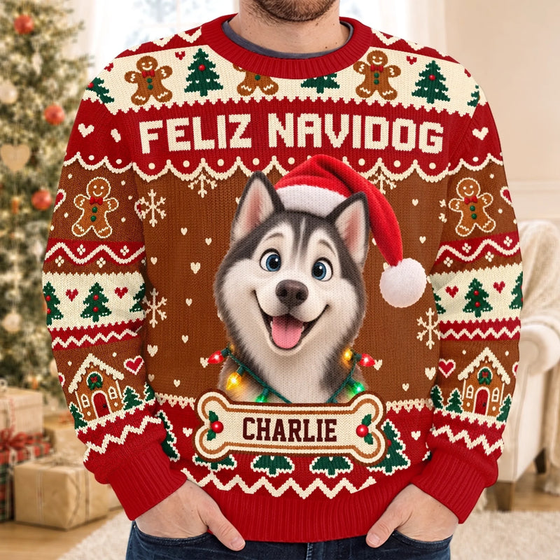 Custom Photo Ugly Sweatshirt - Personalized Christmas Birthday Gifts For Dog Cat Lovers, Dog Dad And Mom, Cat Owners - Pawsitively Merry