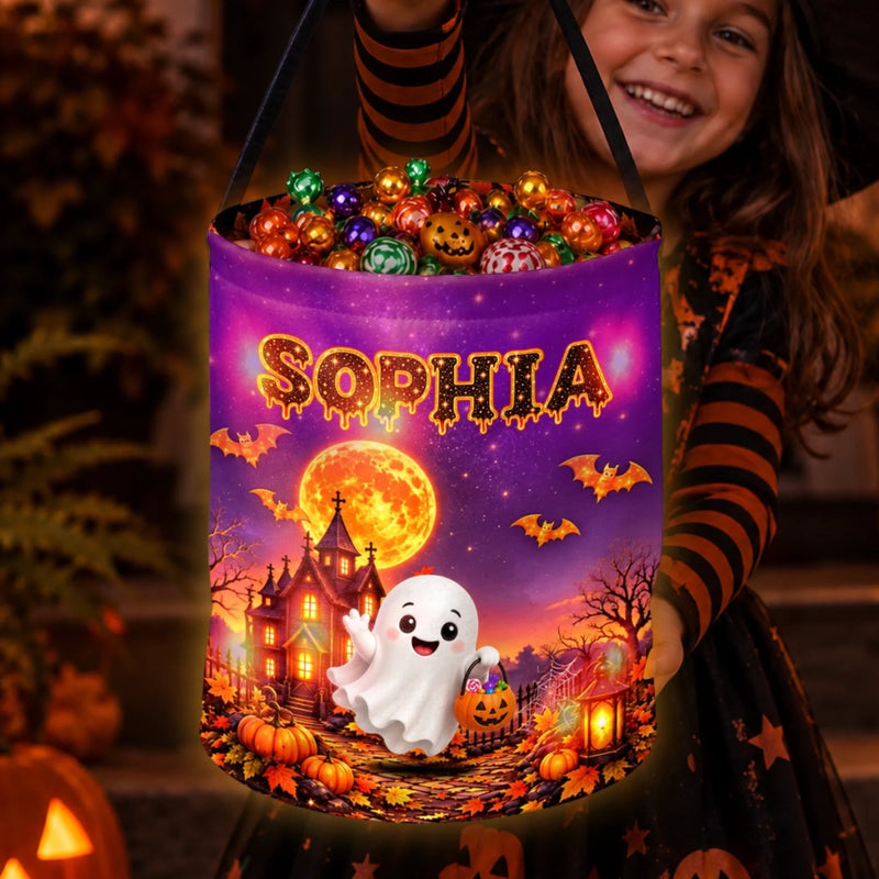 Custom LED Light Bucket Bag - Personalized Halloween Birthday Gifts For Kids - Gimme All Your Sweet Candy