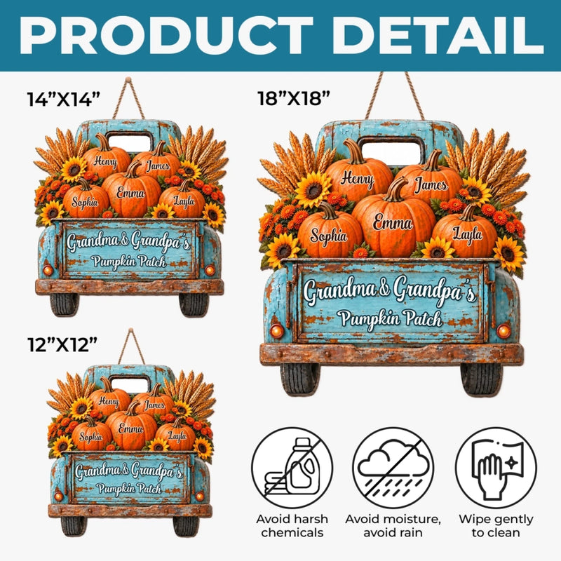 Custom Pumpkin Wood Sign - Personalized Birthday Gifts For Grandma, Grandpa - Fall Is Better Together