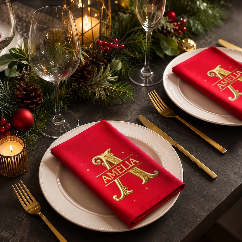 Custom Cotton Napkin - Personalized Christmas Birthday Gifts For Mom, Dad, Brother, Sister - Sweet Moments Round Our Table
