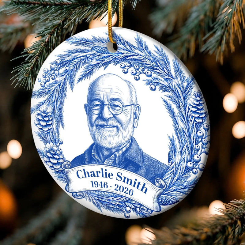 Custom Photo Ceramic Ornament - Personalized Christmas Memorial Sympathy Gifts For Loss Of Mom, Dad - Forever In Our Deep Hearts