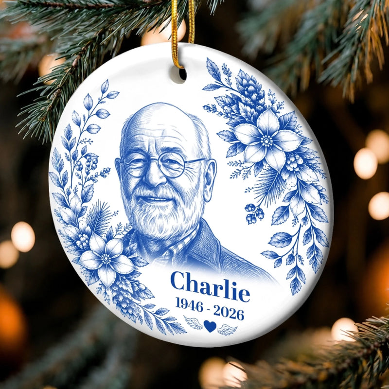 Custom Photo Ceramic Ornament - Personalized Christmas Memorial Sympathy Gifts For Loss Of Mom, Dad - Your Memory Lives On Forever